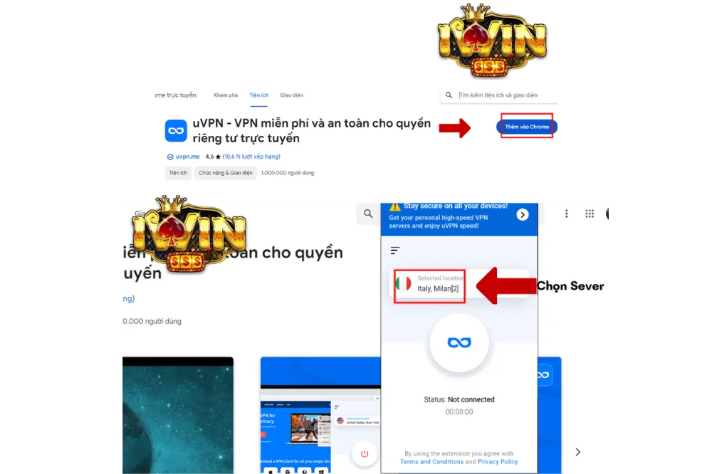 Hướng dẫn cài đặt tiện ích uVPN trên chrome để chơi iWin